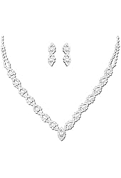 ACCESSORIESFOREVER Bridal Wedding Prom Jewelry Set Crystal Rhinestone Pearl Elegant Necklace J734