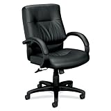 Basyx VL692SP11 VL690 Series Managerial Mid-Back Leather Chair, Black Leather
