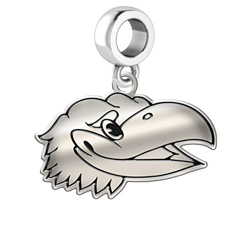 University of Kansas Jayhawks Sterling Silver Logo Cut Out Dangle Charm Fits All Beaded Charm Bracelets.