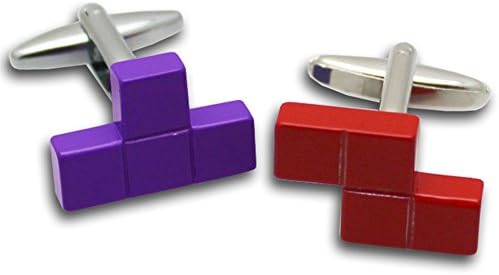The British Belt Company Red &amp; Purple Tetris Cufflinks