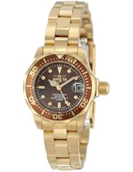 Invicta Womens 12524 "Pro-Diver" 18k Gold Ion-Plated Stainless Steel and Brown Dial Bracelet Watch