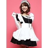 【送料無料】超カワイイ!メイド服（黒）/コスチューム/コスプレ/衣装/メイドさん236黒