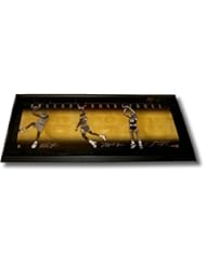Collectibles: Michael Jordan Magic Johnson Larry Bird Triple Autograph 18x44" Framed Photo UDA