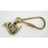 ホルン アンティークブラス キーホルダー　Horn Antique Brass Keychain