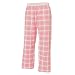 Pink and white and green tartan plaid check flannel cotton pants for lounging, sleep, sports. Unisex relaxed fit,available in 3 Youth sizes, exposed elastic waist