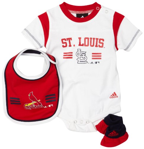 MLB Unisex Infant/Toddler St. Louis Cardinals Bib and Bootie Set, White, Large