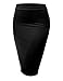 Women's Basic Elastic Pencil Midi Skirt with Bag Out Hem