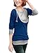 Allegra K Women Layered Tops Splicing Drawstring Hooded Tunic Shirt, Blue, Medium / US 10