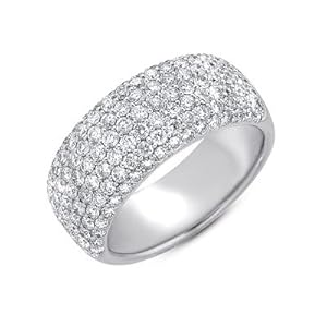 14k White Gold Diamond Pave Band Ring - JewelryWeb