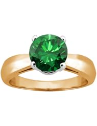 1.10 Ct Round Green SI1/SI2 Diamond 14K Yellow Gold Ring