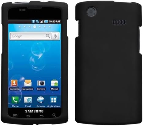 SAMSUNG ANDROID GALAXY S CAPTIVATE i897 BLACK SOLID RUBBERIZED TEXTURE HARD CASE COVER