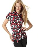 Style&co. Petite Short-Sleeve Printed Charmeuse Belted Shirt
