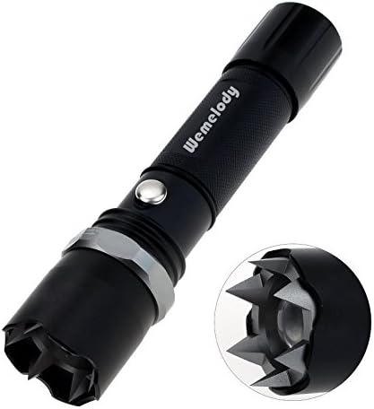 Led Flashlight - Wemelody Self Defense Adjustable Lamp Torch Zoom Focus Tactical Flash Light with Attack Head - Super Bright 280 Lumen - 3 Light Modes - Water Resistant - Battery Included (Black)