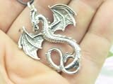 Pewter Pendant Europeon Dragon Necklace ... Key Chain Charm ... Eire Celtic Pagan Wicca SCA