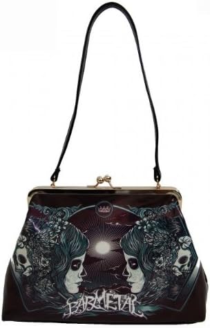 Barmetal Clothing Day of the Dead Versus Kiss Lock Purse Dark Purple