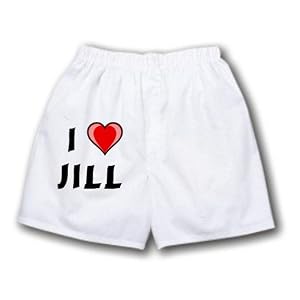 White Boxer Short with I Love Jill