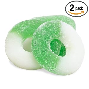 Albanese Apple Green-White, Gummi Rings, 4.5-Pound Bags (Pack of 2) by Albanese
