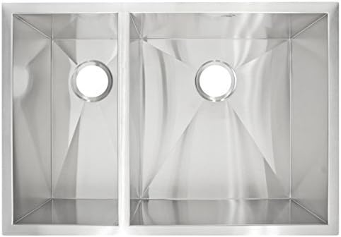 LessCare LP3L Zero-Radius Under-Mount Stainless Steel Double Basin Kitchen Sink with Nickel Finish, 29" x 20" x 10" by LessCare Dropship