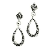 Black Droplet Rhinestone Dangle Earrings