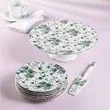 Review Jaf Gifts  / CAKE SERVING SET - 12 INCH FOOTED PLATTER AND 6 PLATES WITH SERVER - cake plate