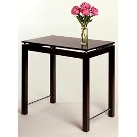 Contemporary Espresso Finish Breakfast Table by Bar Stools