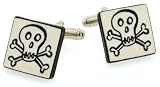 Handmade ceramic skull and crossbone cufflinks with presentation box