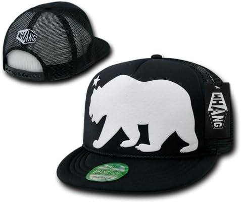Giant Bear Flat Bill Trucker Hat by Whang (Black)
