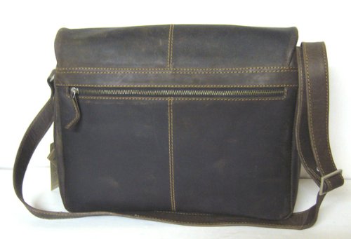 Geschenk-Set S&uuml;nGross Postkarte f&uuml;r dich und Greenland Westcoast Casual-Bag Umh&auml;ngetasche aus B&uuml;ffelleder in dunkel-braun
