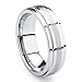 King Will 8mm Tungsten Carbide Ring Mens Wedding Band Brushed Center Step Edge High Polish