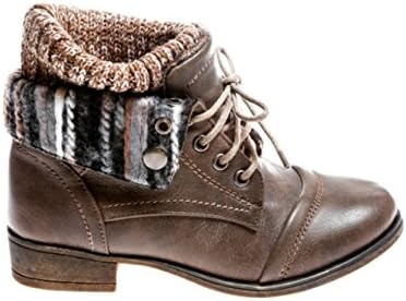 La Defensa Girls Knit Fabric ATS2Y Closed Casual Boots (Brown, 13)