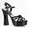 5 Inch Womens Casual Shoe Chunky Heel Platform Sandal Black Patent Size: 12