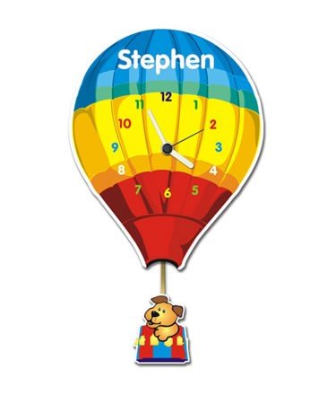 Childrens Toyshop  Toys : Personalised Childrens Balloon Design Wall Clock
