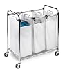 Honey-Can-Do Heavy-Duty Triple Laundry Sorter, Chrome/White