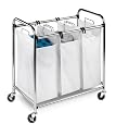 Honey-Can-Do SRT-01235 Chrome Heavy-Duty Triple Laundry Sorter, Chrome/White
