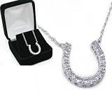 Beautiful Cubic Zirconia 925 Sterling Silver Horseshoe Charm Necklace Comes in a Fancy Jewelers Gift Box