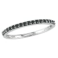 10k White Gold with Black Rhodium Black Diamond Ring, Size 8