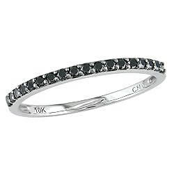 10k White Gold with Black Rhodium Black Diamond Ring, Size 5