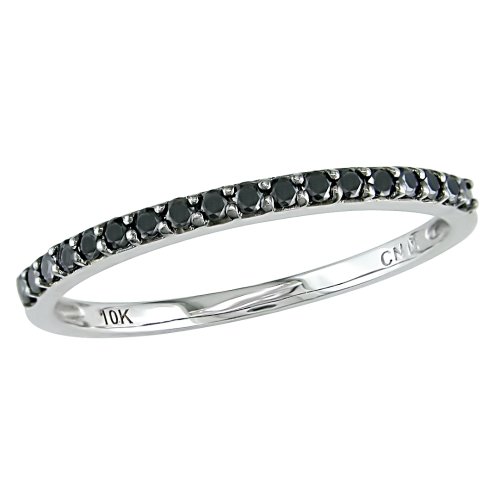 10k White Gold Black Diamond w/ Black Rhodium Band
