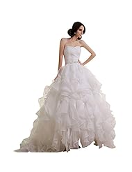 Sweetheart  Applique Lace  Organza  Ball Gown Wedding Dress  With Ruffles