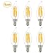 SUNMEG CA10 6W Candelabra E12 Base LED Bulbs, LED Filament Bulb, 2700K Warm White, Equivalent to 50W Incandescent Bulbs (6 Pack)