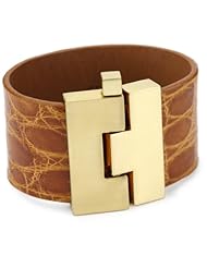 Leighelena "Jigsaw" Caramel Crocodile Cuff Bracelet