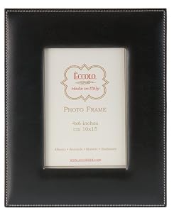 Leather Picture Frame, Black, 4x6