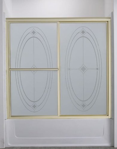 Sterling 5937-56S Deluxe Bath Door 55-1/4H x 51-1/4 - 56-1/4W Smooth Glass Ellipse Pattern Silver
