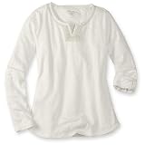 Eddie Bauer Lace Trim Split-Neck T-Shirt