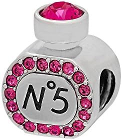 925 Sterling Silver Pink Swarovski Crystals Perfume Bottle N5 Bead fits Pandora Style European Charm Bracelet