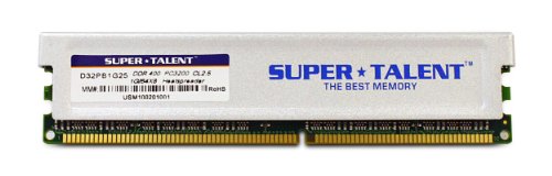 Super Talent DDR400 1GB/64X8 CL2.5 16CH Memory D32PB1G25