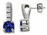 2.25 cts 14K White Gold Plated 925 Sterling Silver Lab Created Sapphire Earrings