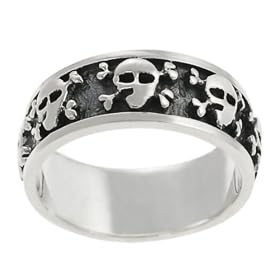 Sterling Silver Men's Hypoallergenic Skull and Crossbones Ring, sizes 9.5,10.5,11.5,12.5,13.5