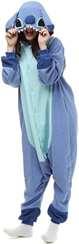 Unisex Adult Carnival Cosplay Animal Pajamas kigurumi Onesies Halloween Costume (L (166cm-175), Blue Stitch)