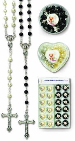 First Communion Rosaries with 5mm Beads Pack of 24pcs (12 White ) and (12 Black)